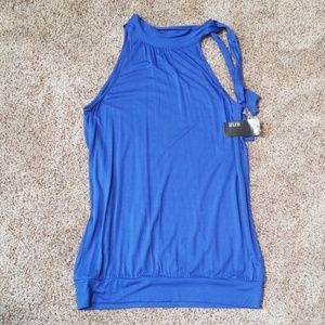 Blue a.n.a halter top with tie at neck